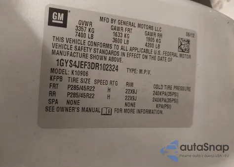 2013 Cadillac Escalade Esv Premium z USA, uszkodzony, nr VIN 1GYS4JEF3DR102324